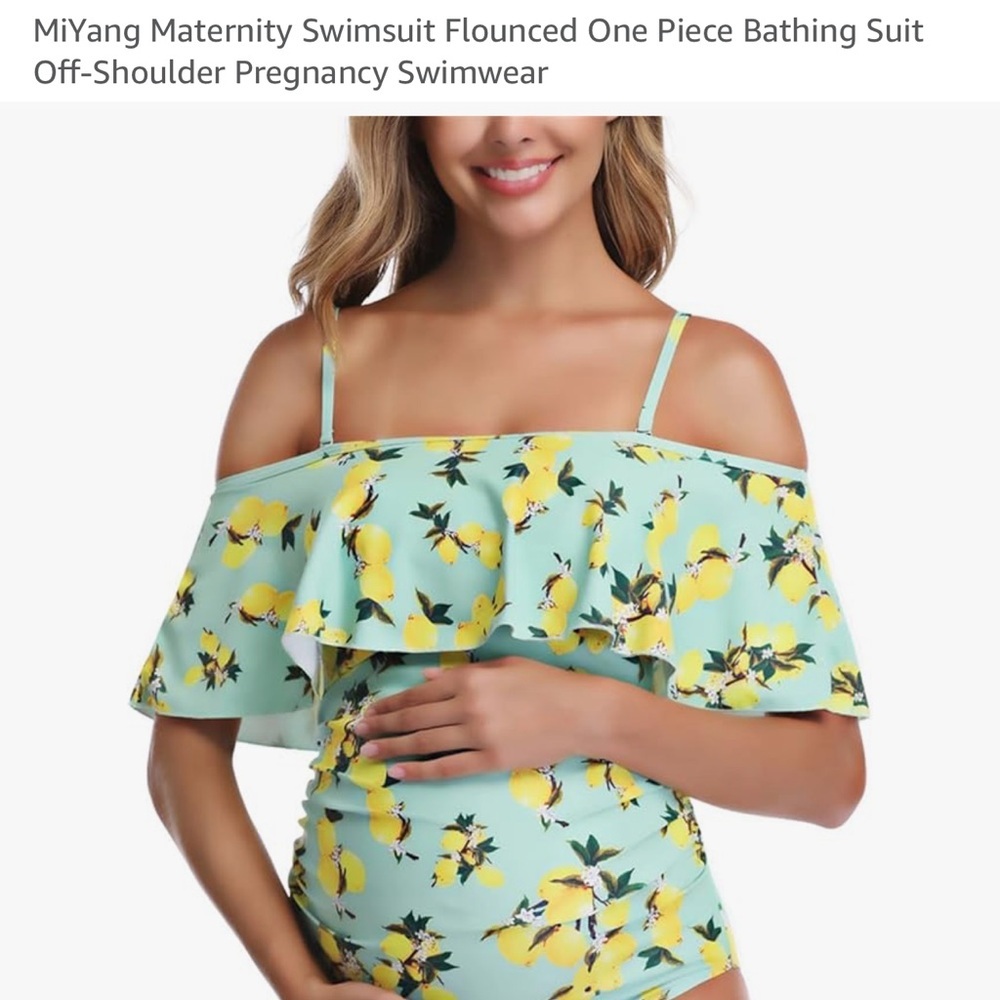 MiYang Maternity Lemon Print One Piece Swimsuit